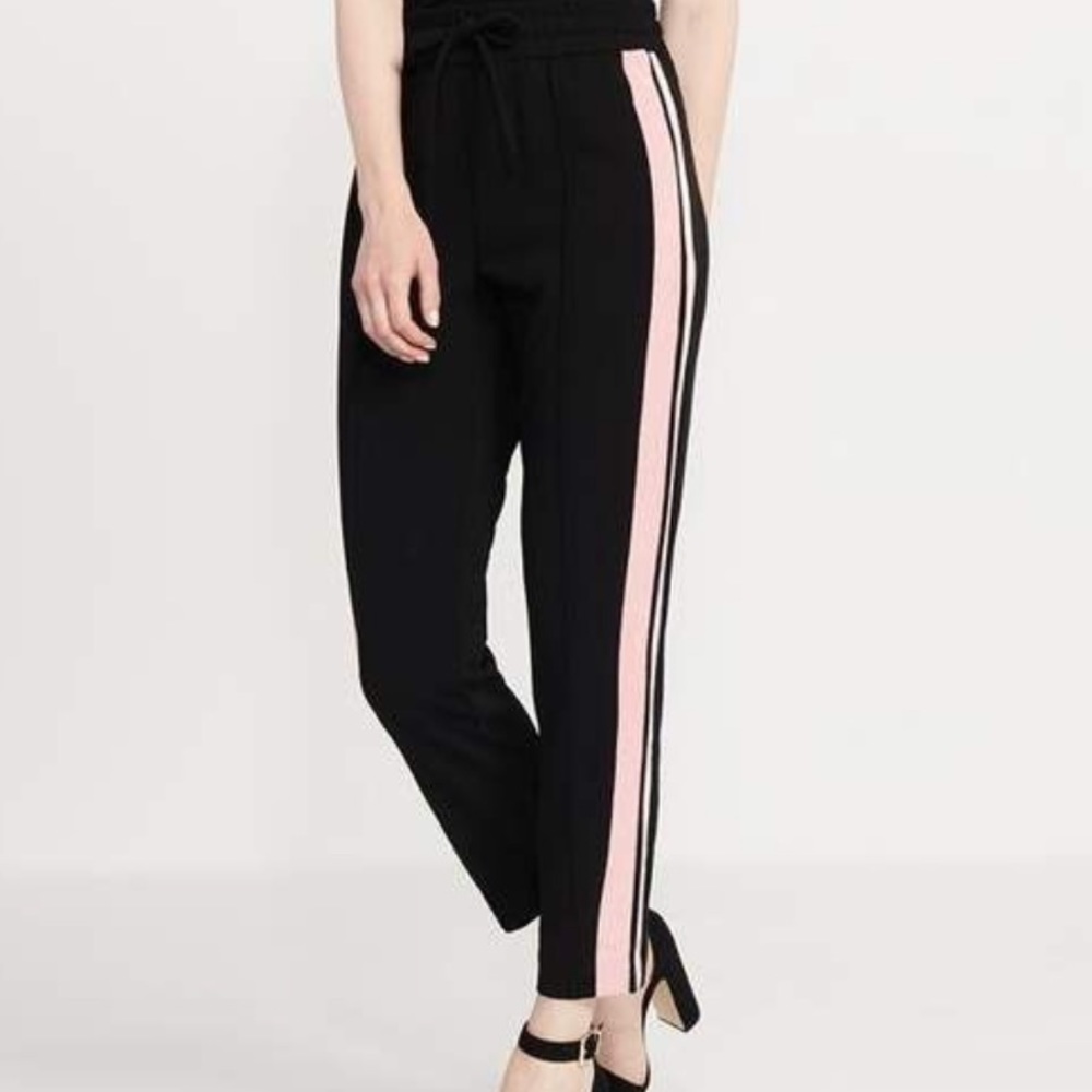 Dynamite - Women’s Black Work Joggers with Pink Stripe - XS